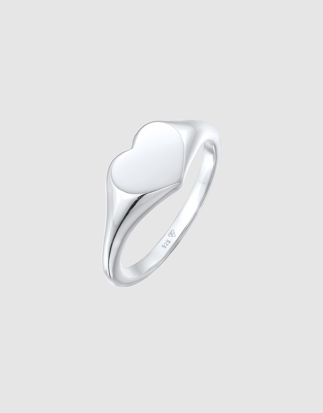 Elli Jewelry - Heart Signet Ring in 925 Silver