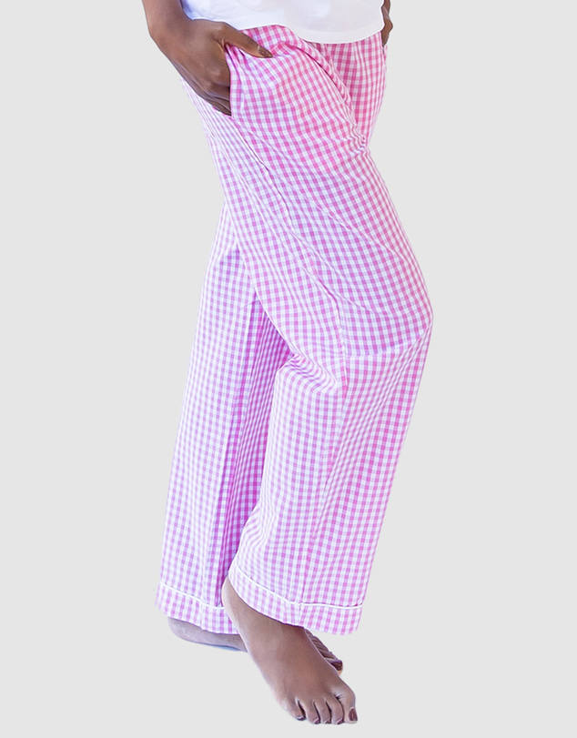 Sant And Abel - Women's Hepburn Gingham Pink Long PJ Pants