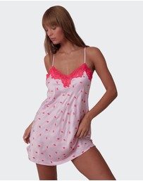 Bras N Things - Angelica Kisses Short Slip - Print/Pink