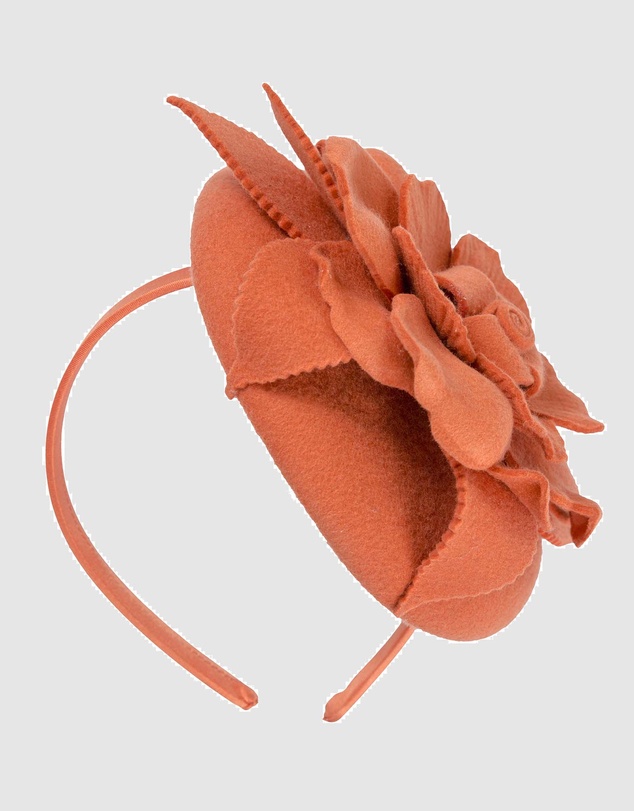 Max Alexander - Felt Orange Winter Pillbox Fascinator