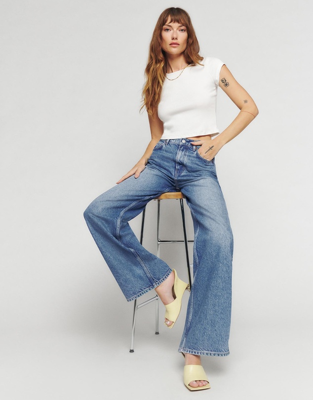 Reformation - Cary High Rise Slouchy Wide Leg Jeans