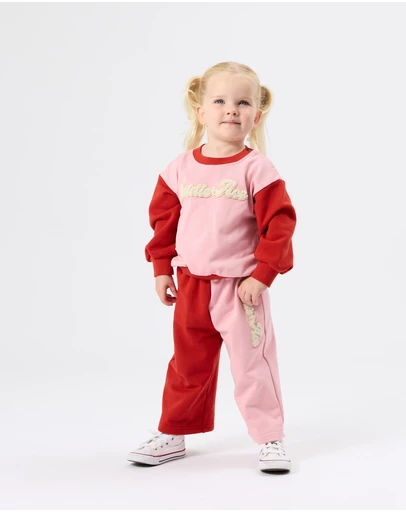 Goldie + Ace - Comfy Embroidered Wide Leg Sweatpants - Babies-Kids