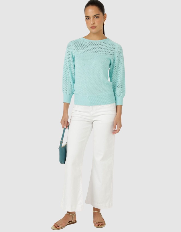 SACHA DRAKE - 3/4 Sleeve Ripple Knit Top