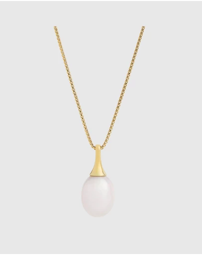 Najo - Isla Yellow Gold Pearl (White) Necklace