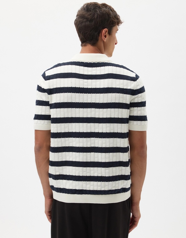 AERE - Stripe Cotton Knit Polo