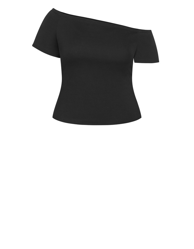 City Chic - Plus size Off Shoulder Double Layer Top - black