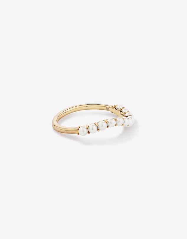 Michael Hill - Cultured Freshwater Pearl Wave Band Ring in 10kt Yellow Gold