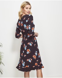 Sosandar - Floral Print Sweetheart Neck Dress