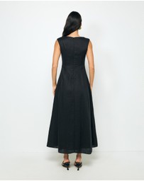 AERE - Chloe Panelled Linen Midi Dress