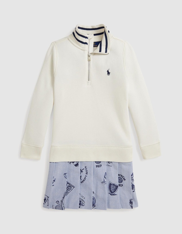 Polo Ralph Lauren - Print-Skirt Terry Quarter-Zip Dress - ICONIC EXCLUSIVE - Babies-Kids