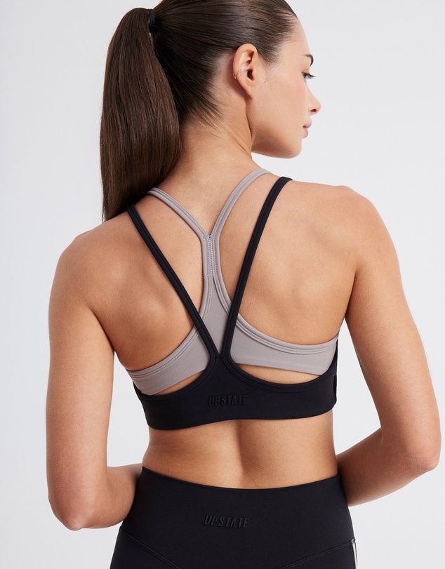 Upstate - Air Sculpt Strappy Layered Crop - Black