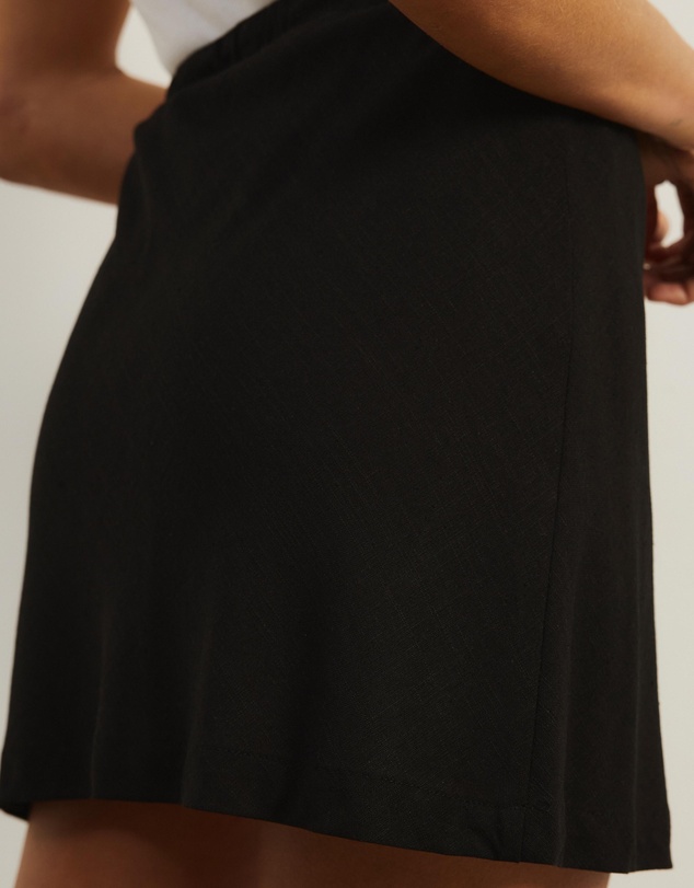 Atmos&Here - Tenley Linen Blend Drawstring Mini Skirt
