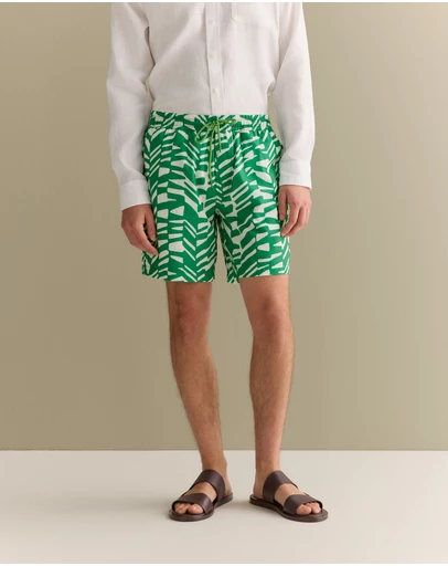 Trenery - Abstract Geo Swim Short in Billiard Green