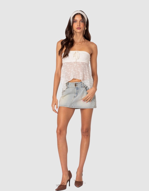 EDIKTED - Rumble Washed Denim Mini Skirt
