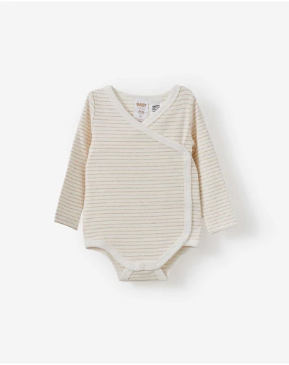 Cotton On Kids - Organic Cross Over Long Sleeve Bubbysuit