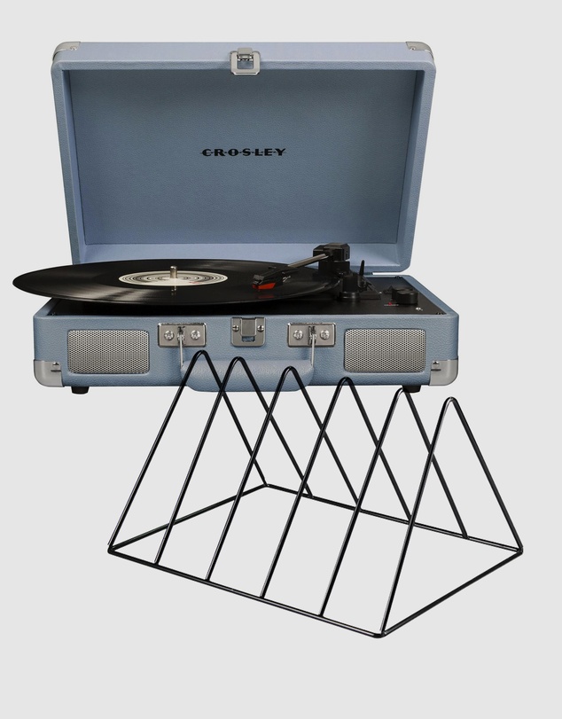 Crosley - Crosley Cruiser Bluetooth Portable Turntable - Turquoise + Gadhouse Vinyl Rack Bundle - Black
