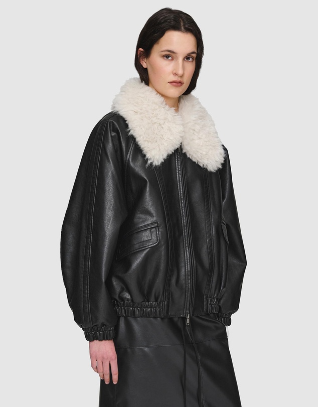 Source Unknown - Rioni Faux-Fur Collar Bomber Jacket