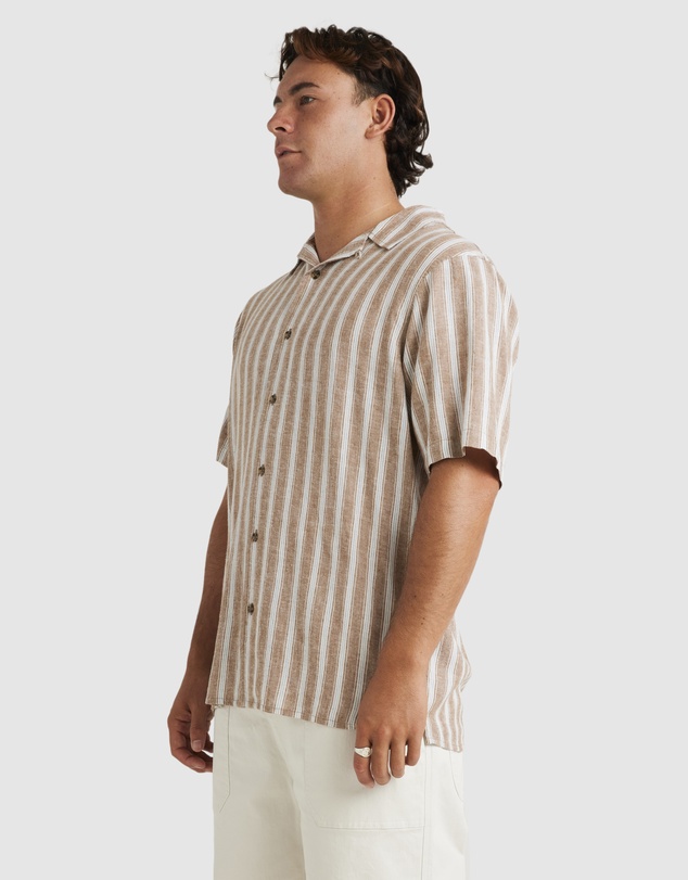 RVCA - Mens Beat Stripe Vintage Short Sleeve Shirt