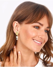 Elli Jewelry - Earrings Stud Organic Style Baroque with Freshwater Pearls in 925 Sterling Silver Gold Plated