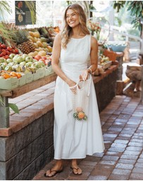 Petal & Pup - Evie Button Front Maxi Dress - White