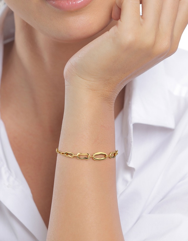 Elli Jewelry - Sculpted Organic Link Bracelet in Gold-Plated 925 Silver