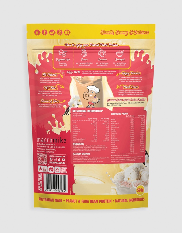 Macro Mike - Hawaiian Salted Vanilla Peanut Plant Protein - 520g