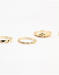 Lovisa - Gold Plated Textured Metal Rings 5-Pack