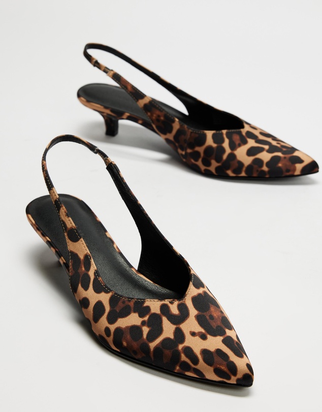 Atmos&Here - Vivienne Leopard Print Sling Back Kitten Heels