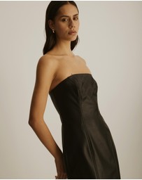 Atmos&Here - Beccy Strapless Leather Look Midi Dress
