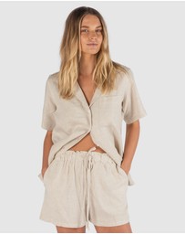 CAMIXA - REVERE Open Collar Short Sleeve Linen shirt