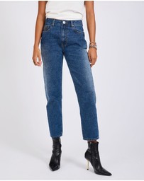 ONE TEASPOON - Slims High Waist Cropped Slim Fit Denim Jeans - Blue Paisley