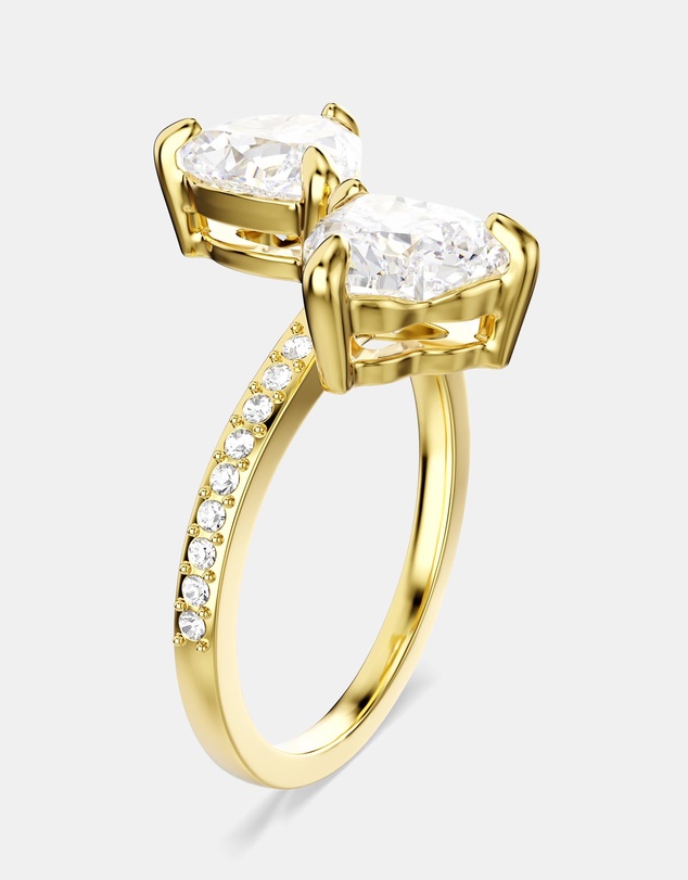 Swarovski - Mesmera Open Ring, Heart Cut, Pavé, White, 18K Gold Finish