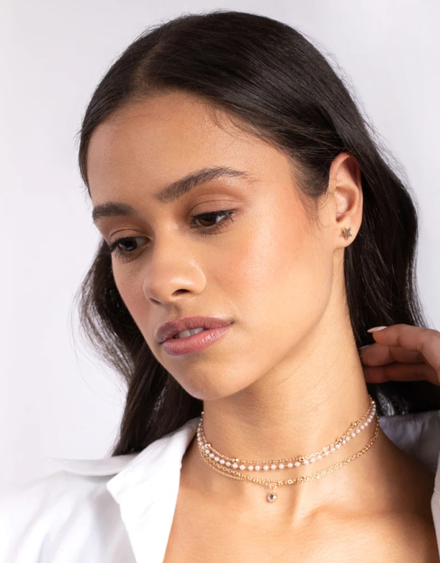 Lovisa - Gold Diamante & Pearl Choker 6-Pack