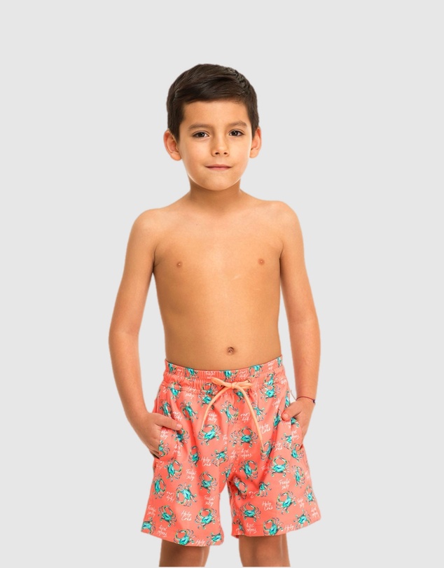 Tolu Australia - Boys Orange Swim Shorts With Crabs