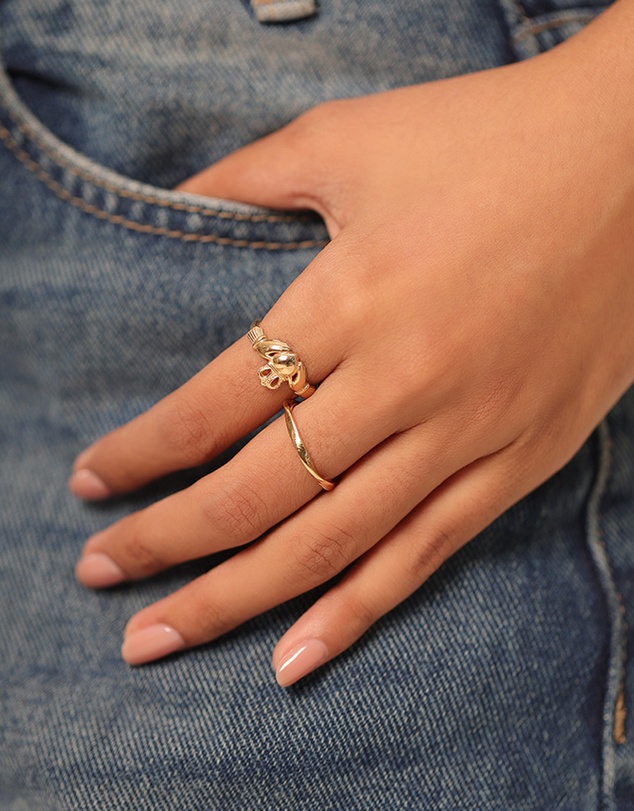 Elli Jewelry - Claddagh Band Ring in Gold-Plated 925 Silver