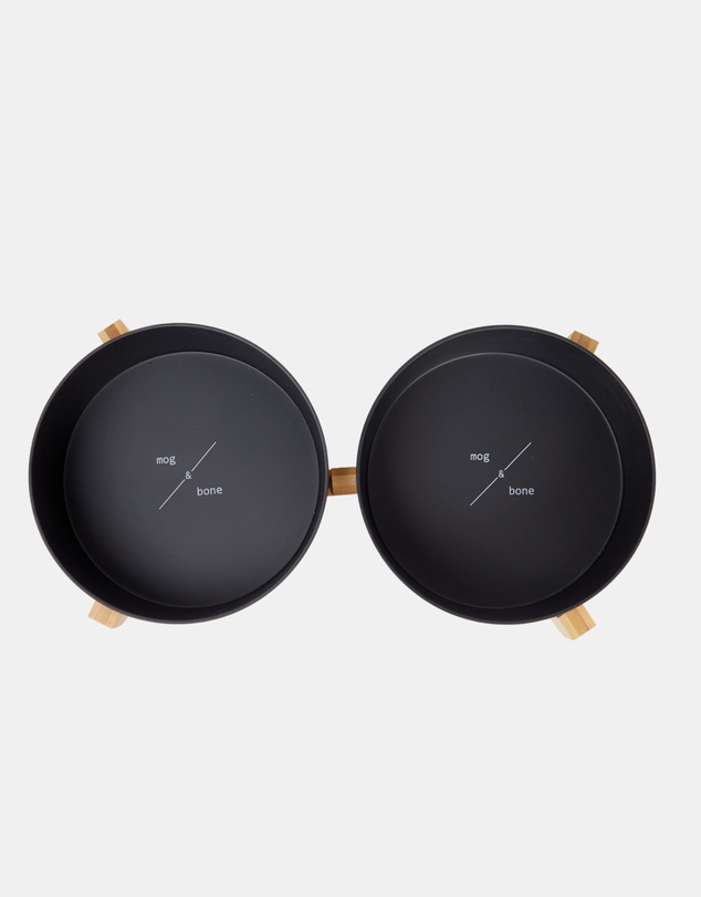 Mog & Bone - Double Bamboo Dog Bowl Black