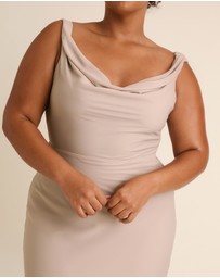 Six Stories - Plunge Cowl Front Chiffon Bridesmaid Dress with Neck Scarf