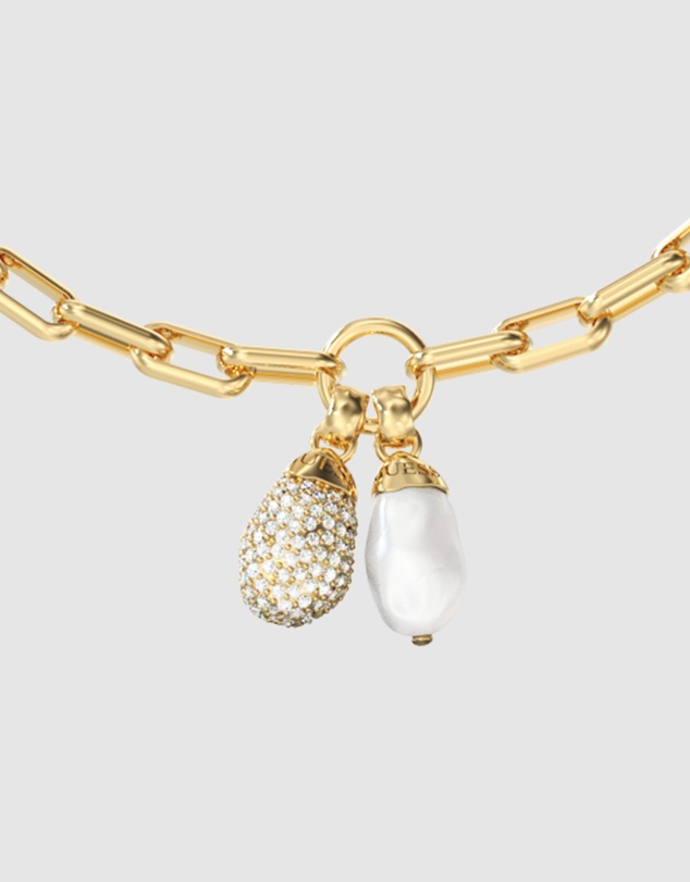 GUESS - GUESS Gold-Tone Ladies Pearly Charm Bracelet