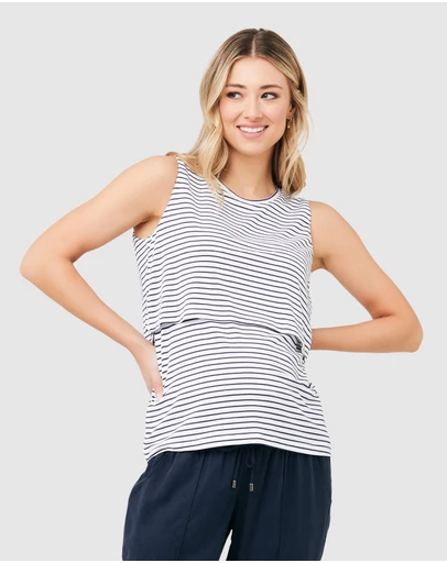 Ripe Maternity - Stripe Layered Nursing Tank