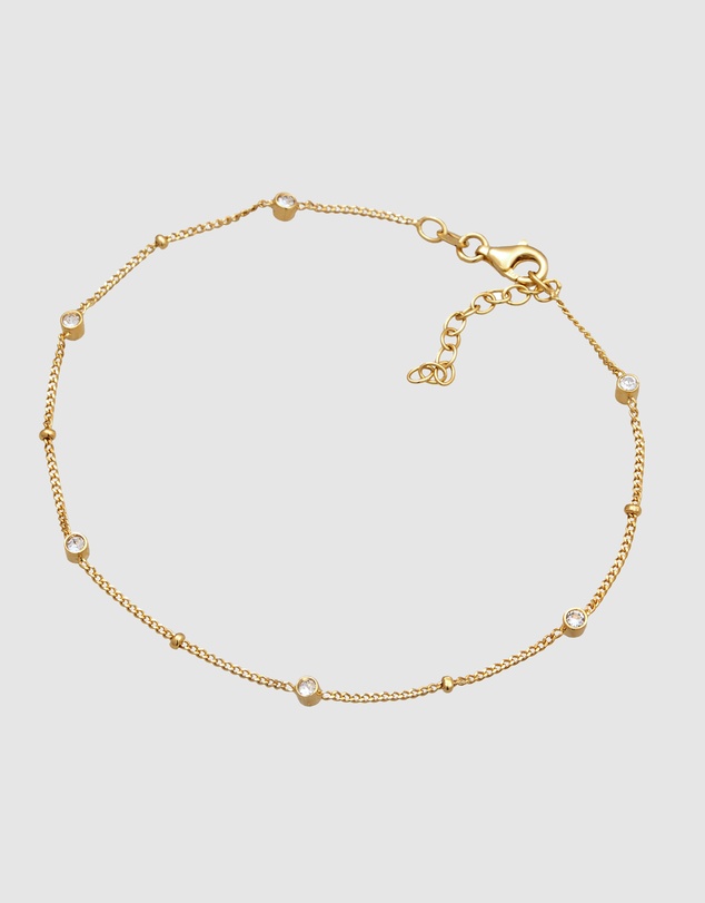 Elli Jewelry - Anklet Crystal 925 Sterling Silver Gold-Plated