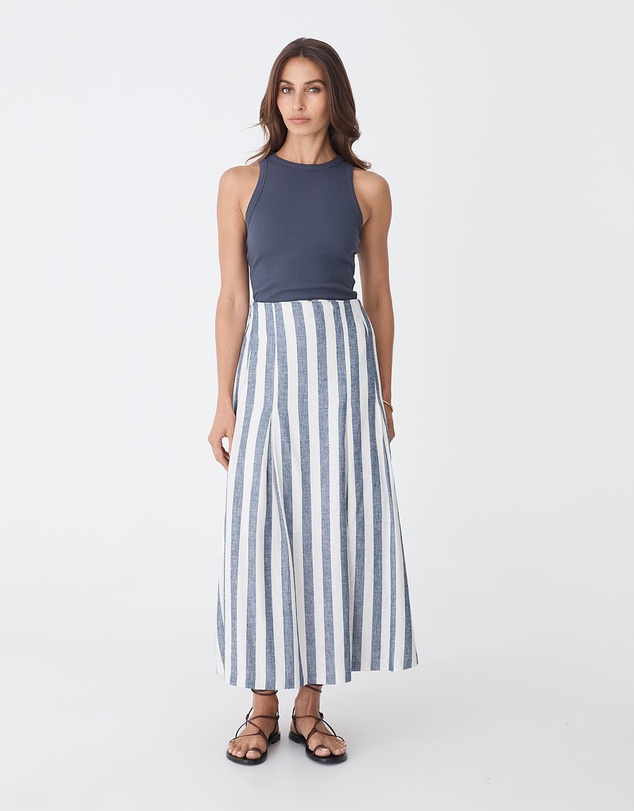Forcast - Ikaria Linen Blend Midi Skirt