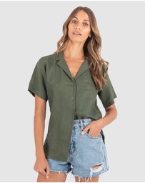 CAMIXA - REVERE Open Collar Short Sleeve Linen shirt