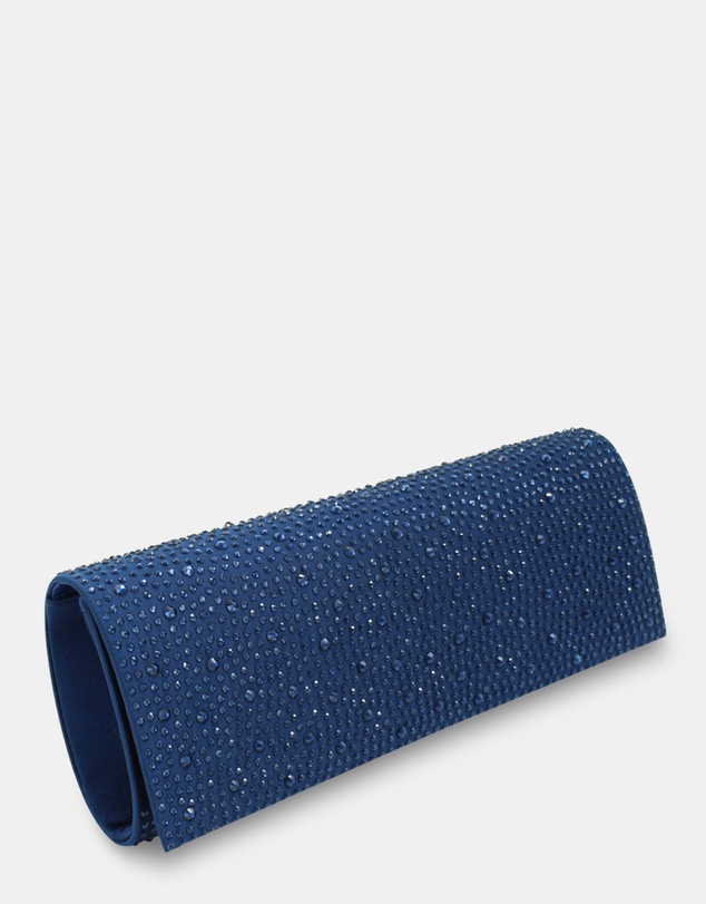 Morgan & Taylor - Noelle Diamante Clutch in Navy Blue