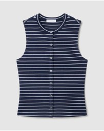 Good American - Modal Rib Stripe Button Up Top