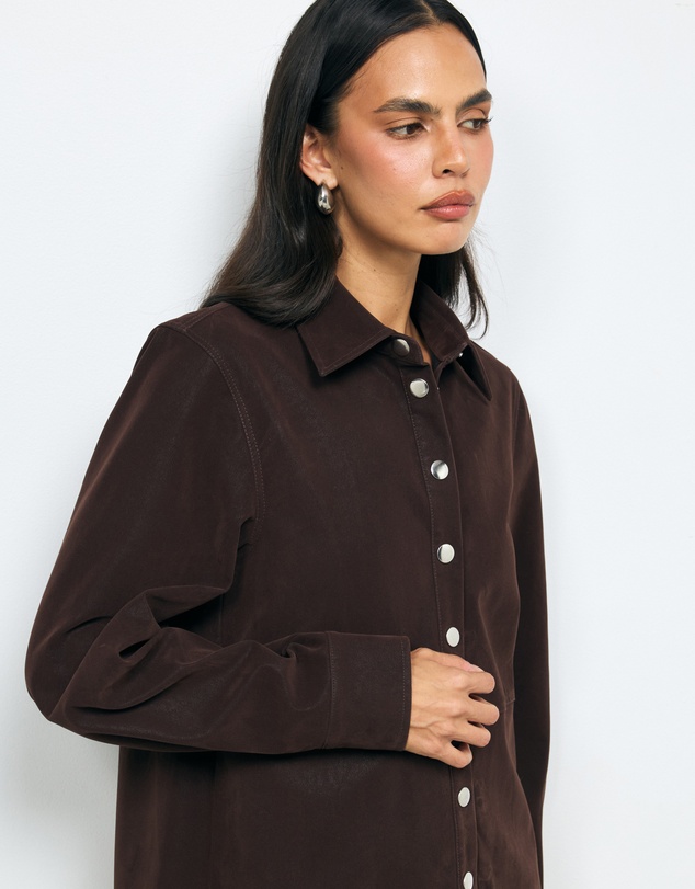 AERE - Suede-Look Panel Shirt