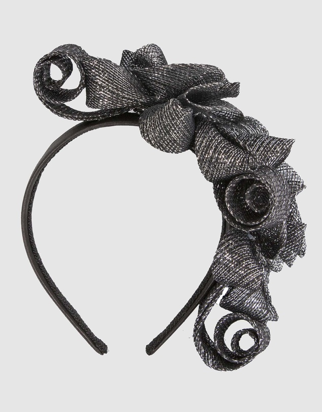 Max Alexander - Sinamay Curls Black Silver Fascinator