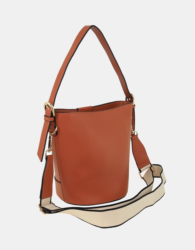 Milleni - Milleni Ladies Vegan Leather Bucket Crossbody Bag