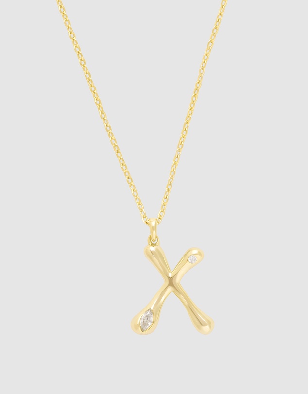Wanderlust + Co - Alphabet Bubble Pendant Necklace - Letter X