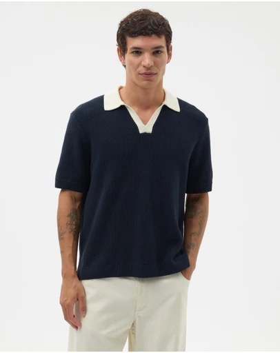AERE - Contrast Collar Relaxed Cotton Polo