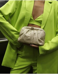 Olga Berg - Stevie Pleated Woven Clutch